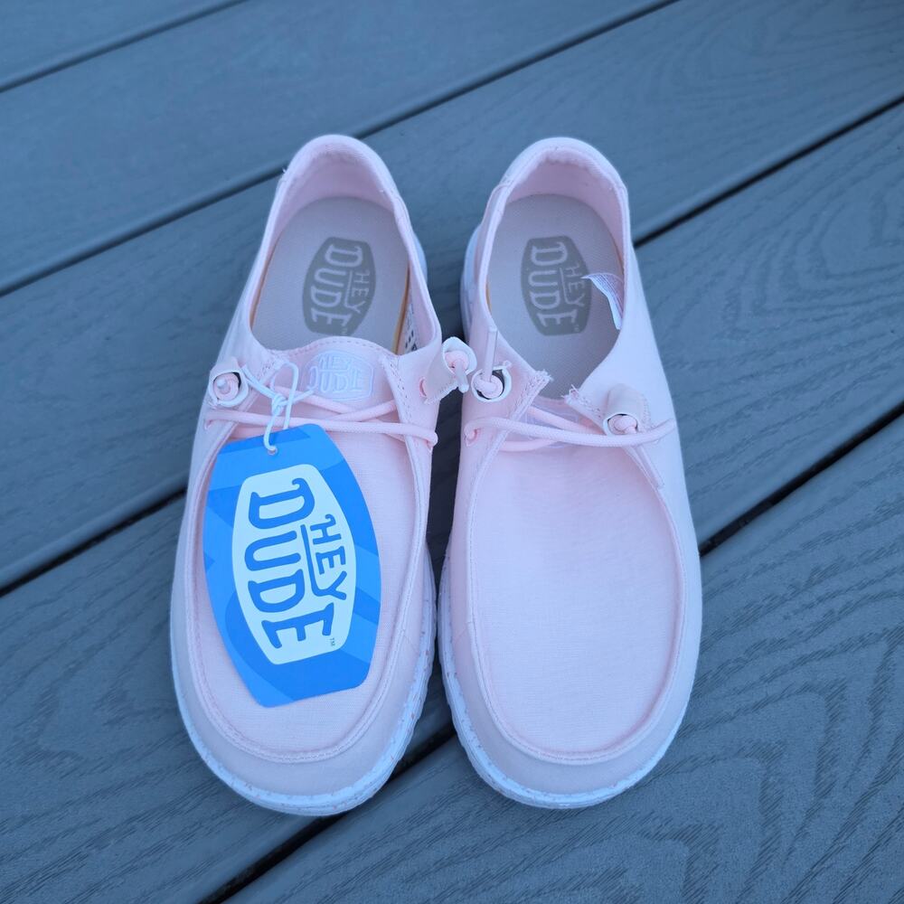 NWT, Hey Dude Women's Wendy Slub Canvas Shoes Pink, Size 8